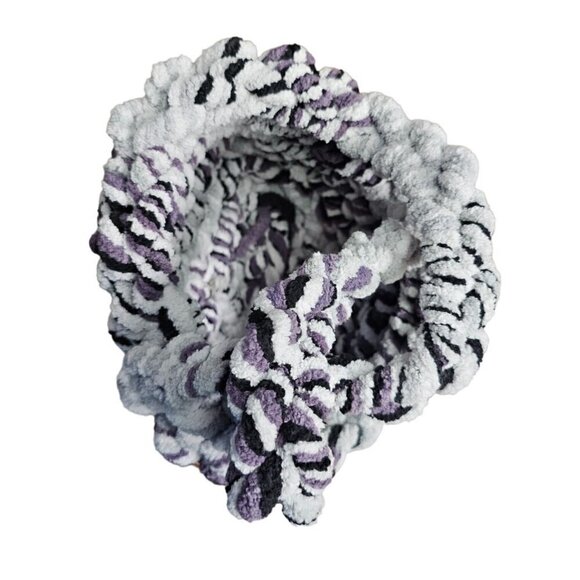 Handmade Hobo Handbag. Gray, Purple & Black. Two Interlocking Handles - Picture 4 of 7